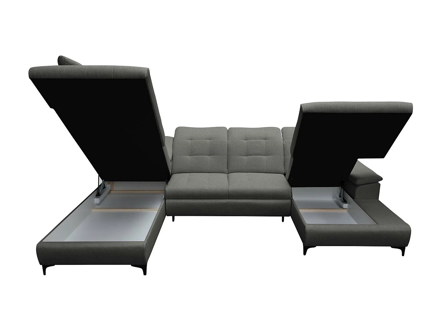 Canapé d'angle Sanford 100, Gris, Fonction de couchage, Boîte de literie, 330x212x105cm