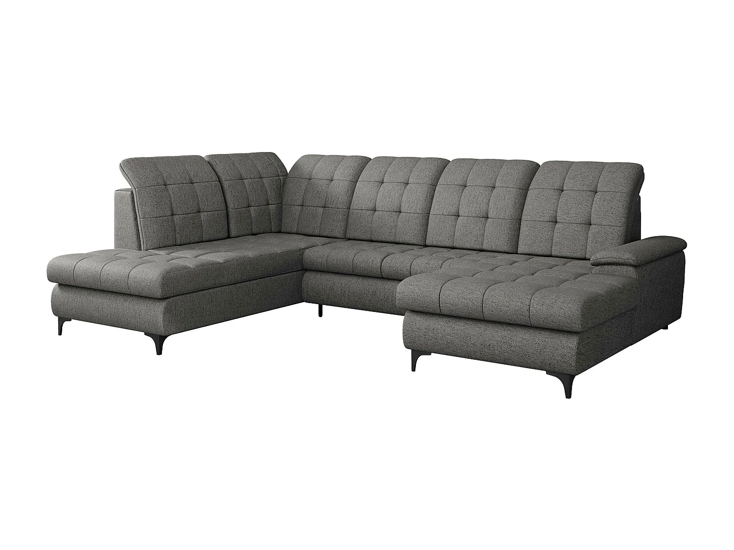 Canapé d'angle Sanford 100, Gris, Fonction de couchage, Boîte de literie, 330x212x105cm