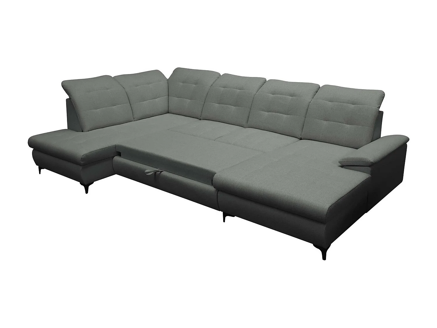 Canapé d'angle Sanford 100, Gris, Fonction de couchage, Boîte de literie, 330x212x105cm