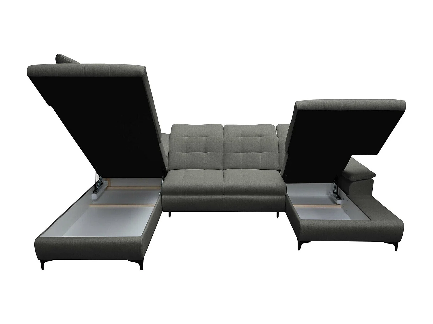 Canapé d'angle Sanford 100, Gris, Fonction de couchage, Boîte de literie, 330x212x105cm