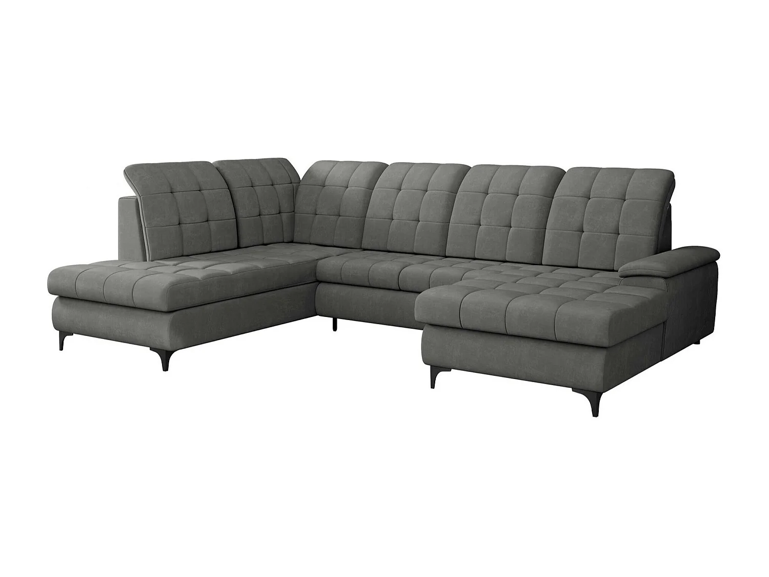 Sofá rinconero Sanford 100, Gris, Función de descanso, Almacenaje, 330x212x105cm