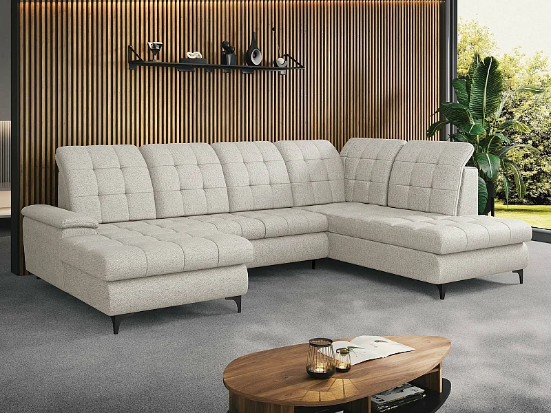 Canapé d'angle Sanford 100, Brun clair, Disponible, 330x212x105cm