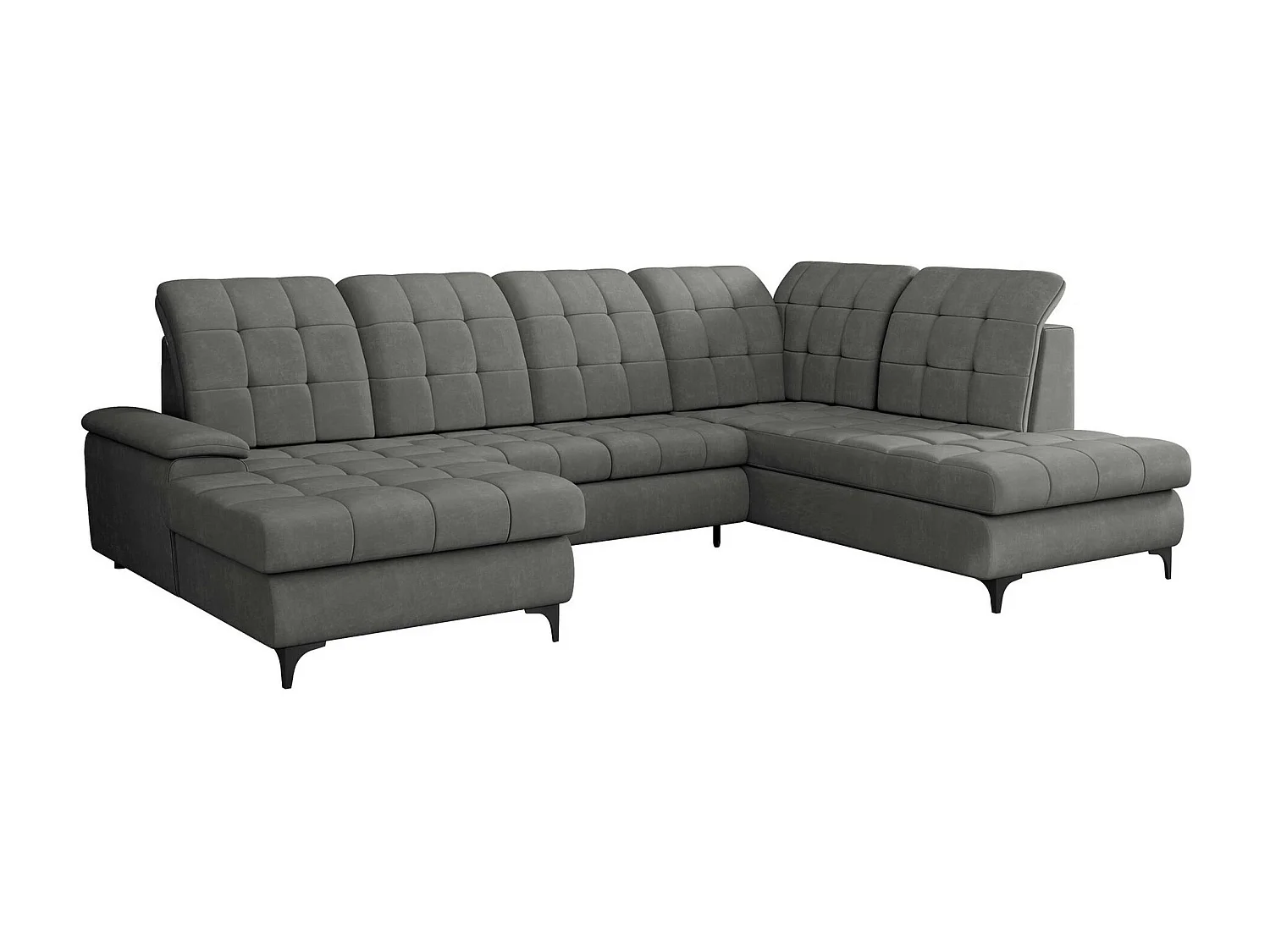 Canapé d'angle Sanford 100, Gris, Fonction de couchage, Boîte de literie, 330x212x105cm