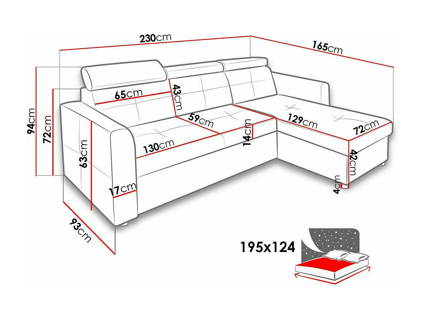 Canapé d'angle Temple 124, Disponible, Disponible, 230x165x94cm