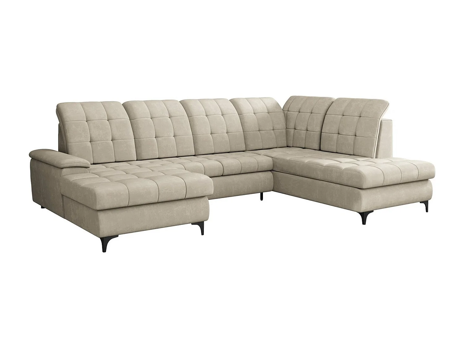 Sofá rinconero Sanford 100, De color marrón claro, Función de descanso, Almacenaje, 330cm