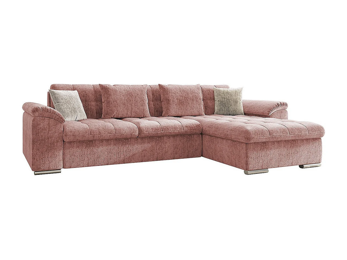 Sofá rinconero Comfivo Mica, Rosa, Función de descanso, Almacenaje, 280x160x76cm