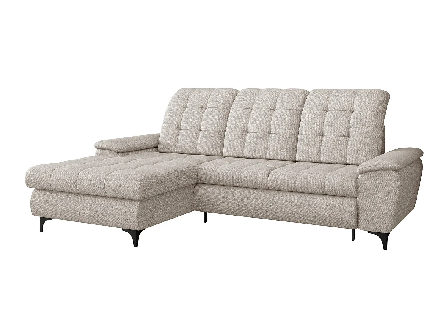 Sofá rinconero Sanford 103, Crema, Función de descanso, Almacenaje