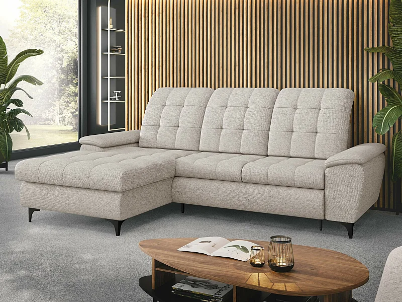 Canapé d'angle Sanford 103, Brun clair, Disponible, 260x182x103cm