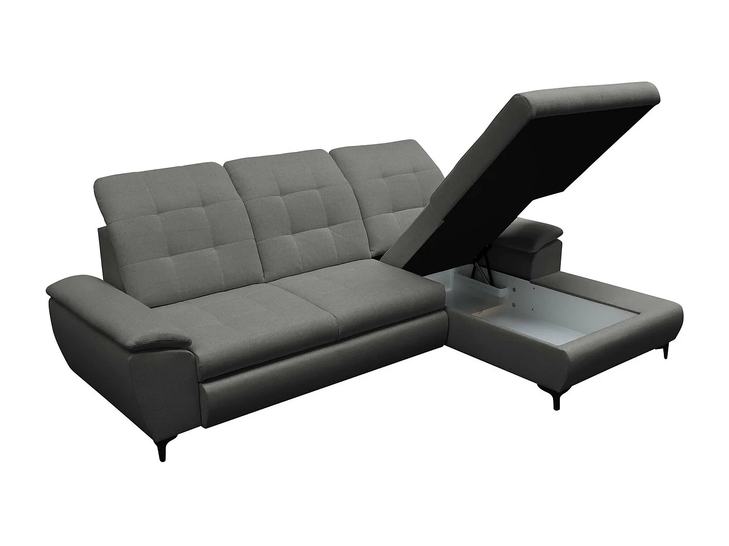 Sofá de canto Sanford 103, Cinzento, Funcionalidade de dormir