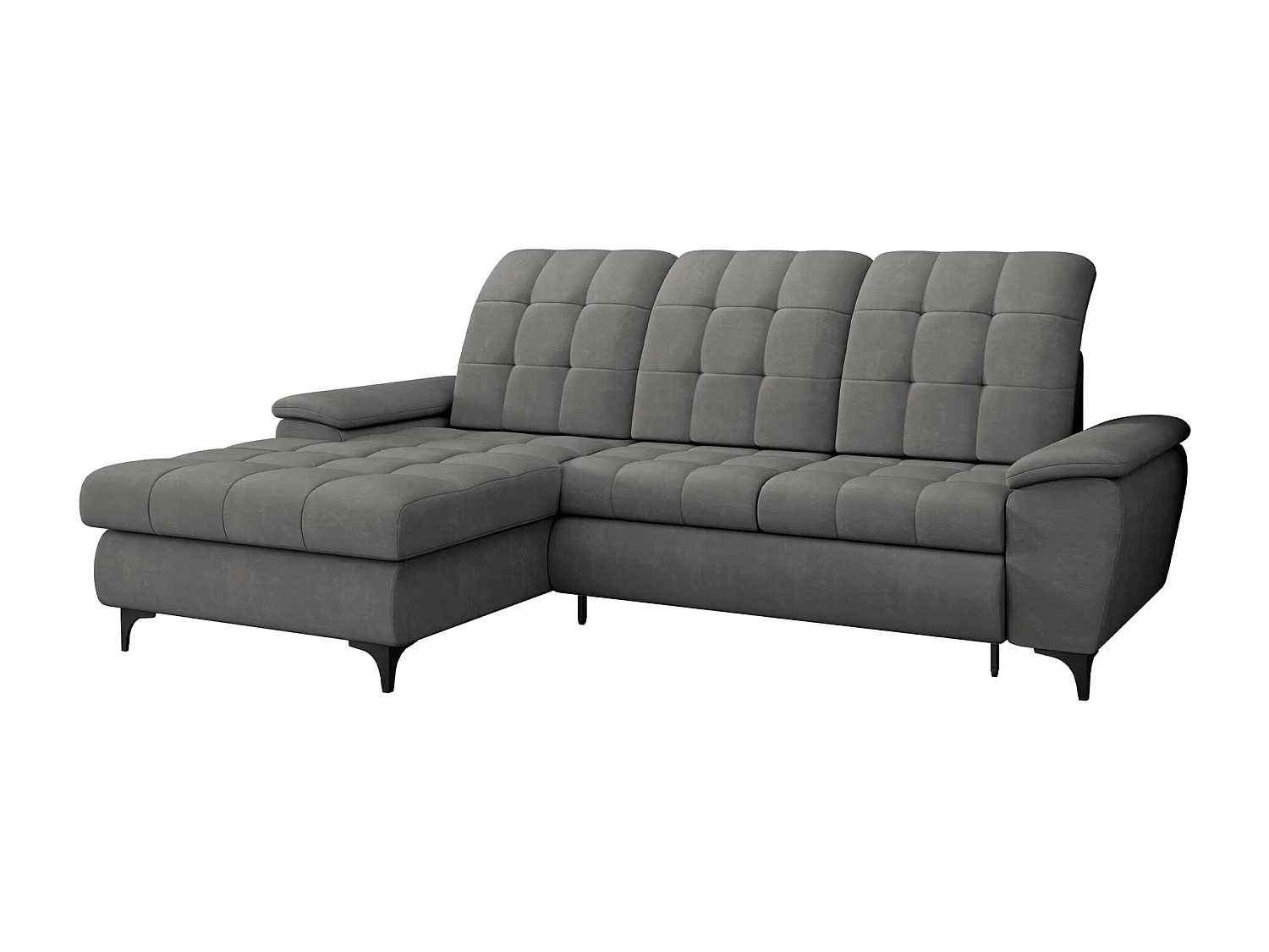 Canapé d'angle Sanford 103, Gris, Disponible, 260x182x103cm