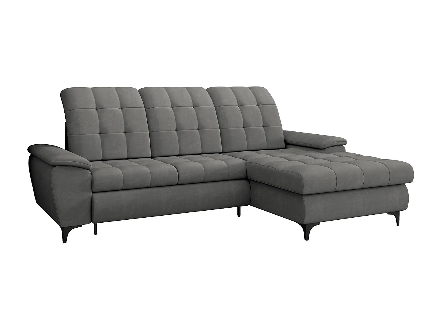 Canapé d'angle Sanford 103, Gris, Disponible, 260x182x103cm