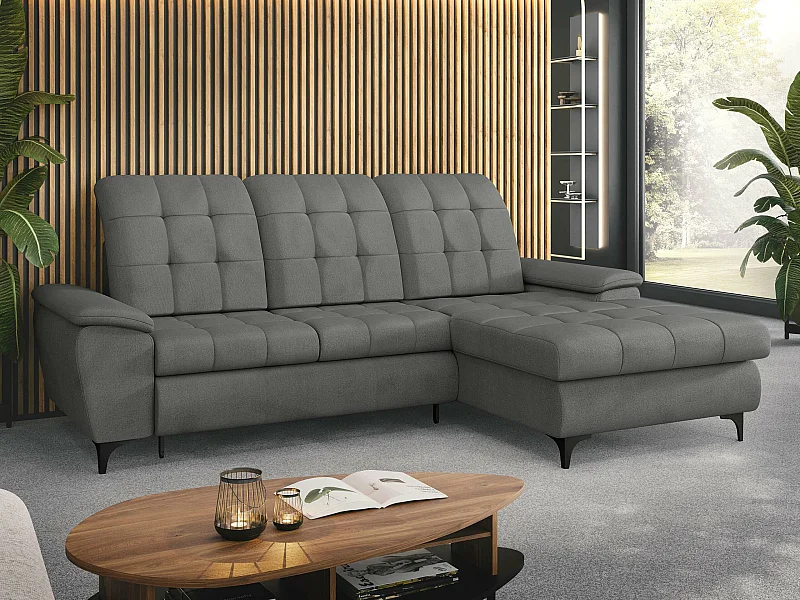 Canapé d'angle Sanford 103, Gris, Disponible, 260x182x103cm
