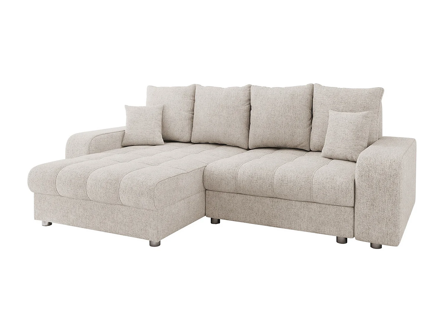 Canapé d'angle Sanford 102, Brun clair, Fonction de couchage, Boîte de literie, 250x166cm