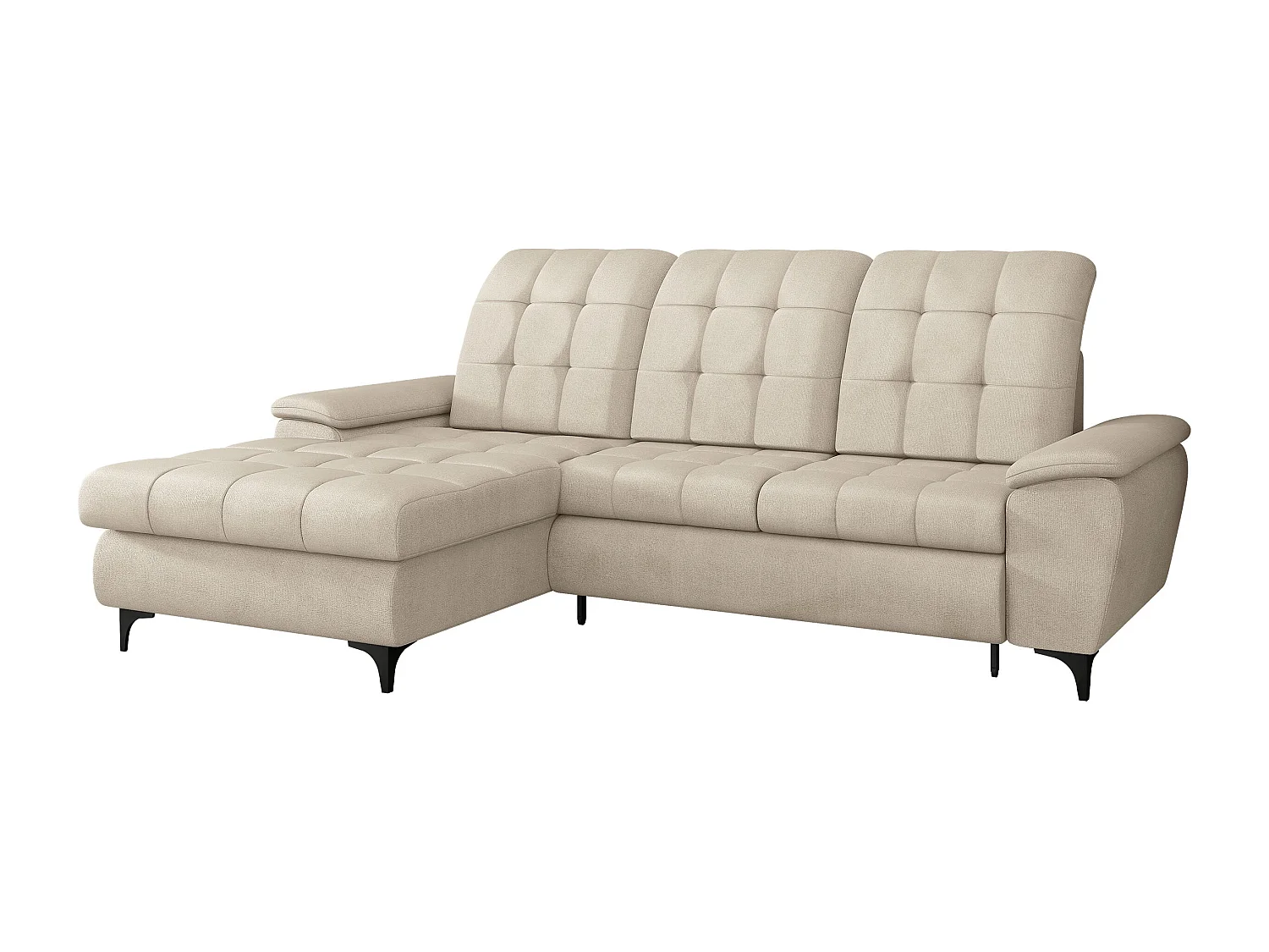 Sofá rinconero Sanford 103, Crema, Función de descanso, Almacenaje, 260x182x103cm