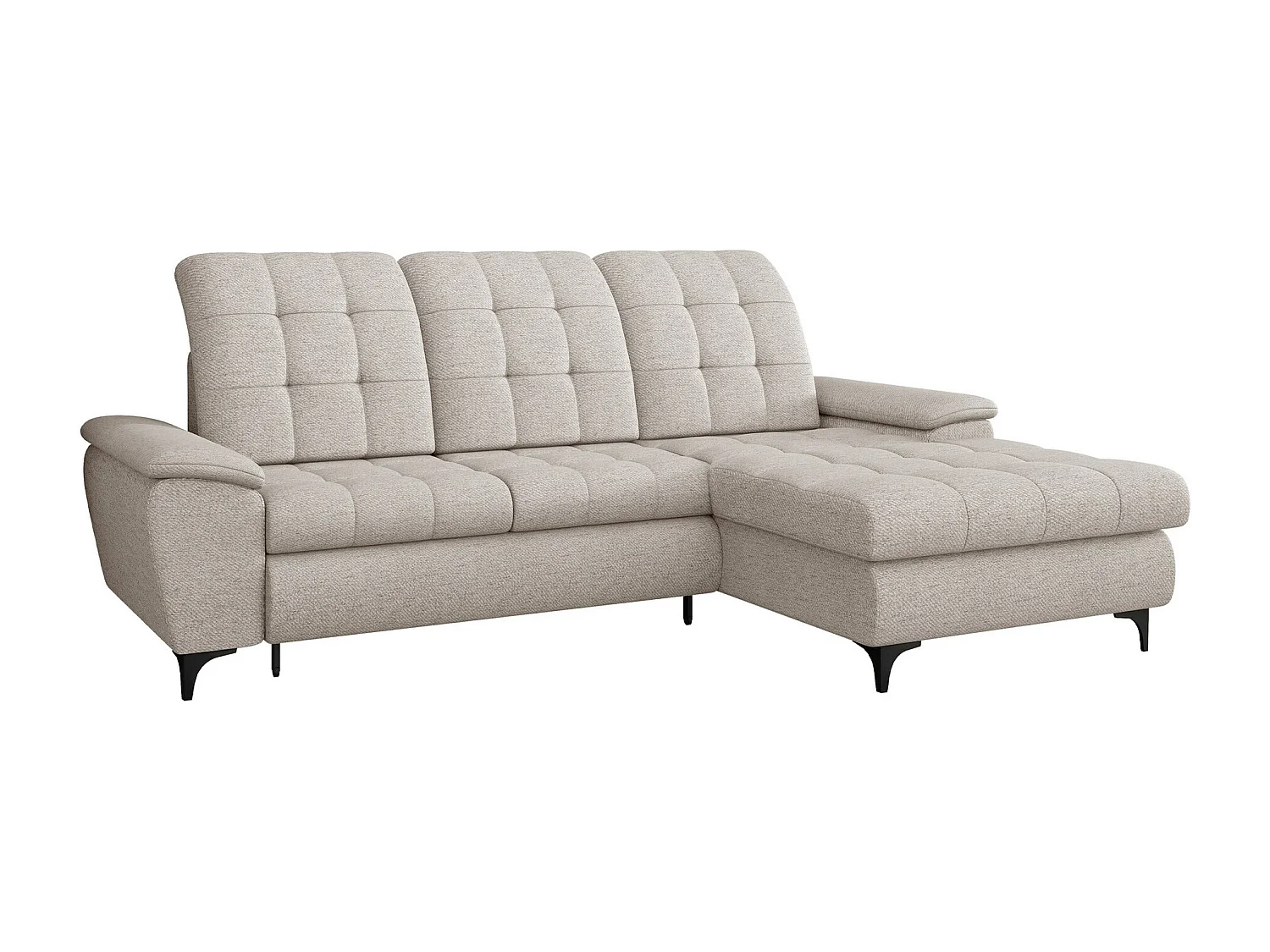 Sofá rinconero Sanford 103, De color marrón claro, Función de descanso, Almacenaje, 260cm