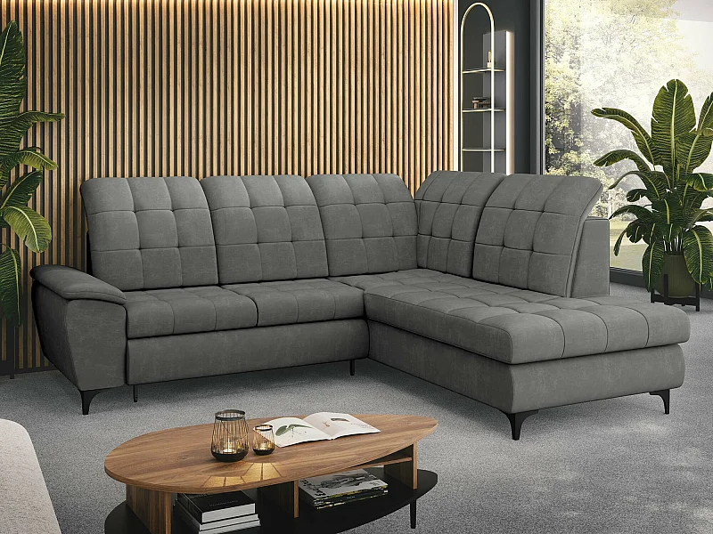 Canapé d'angle Sanford 101, Gris, Fonction de couchage, Boîte de literie, 271x212x104cm