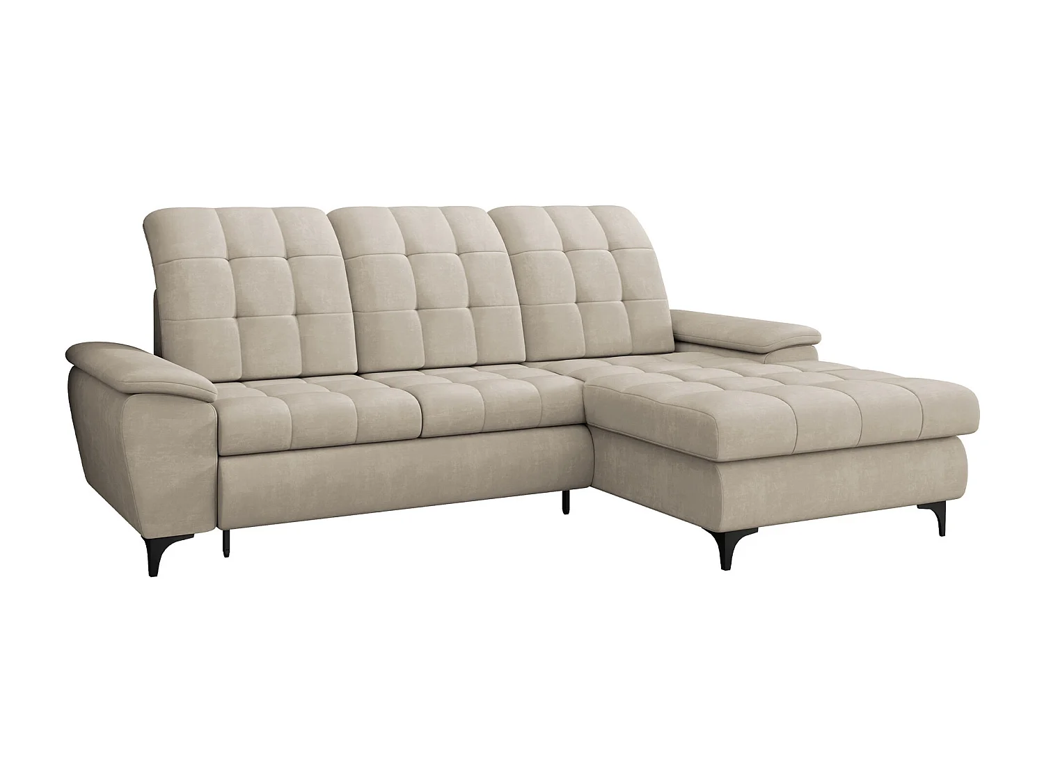 Sofá de canto Sanford 103, Castanho claro, Funcionalidade de dormir