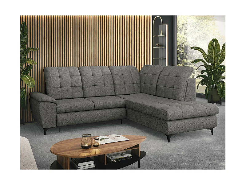 Canapé d'angle Sanford 101, Gris, Fonction de couchage, Boîte de literie, 271x212x104cm