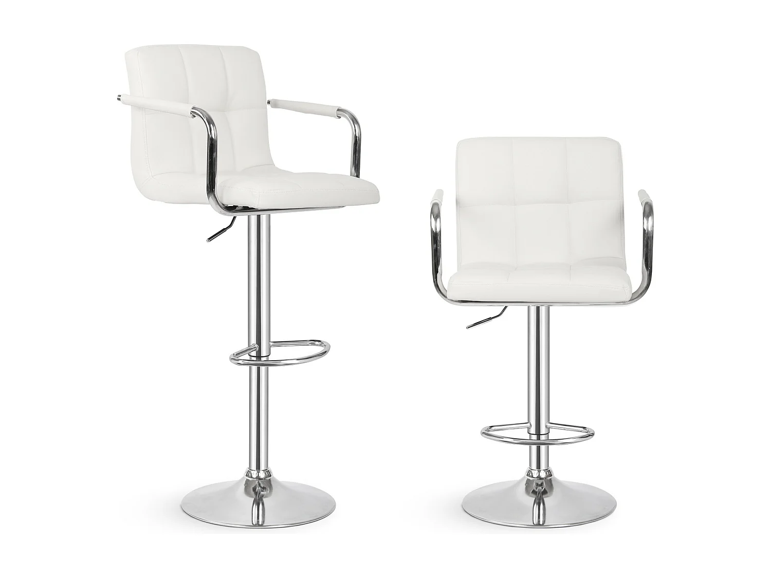 Tabouret de bar Jessy - Lot de 2 pièces - Hauteur réglable - Blanc