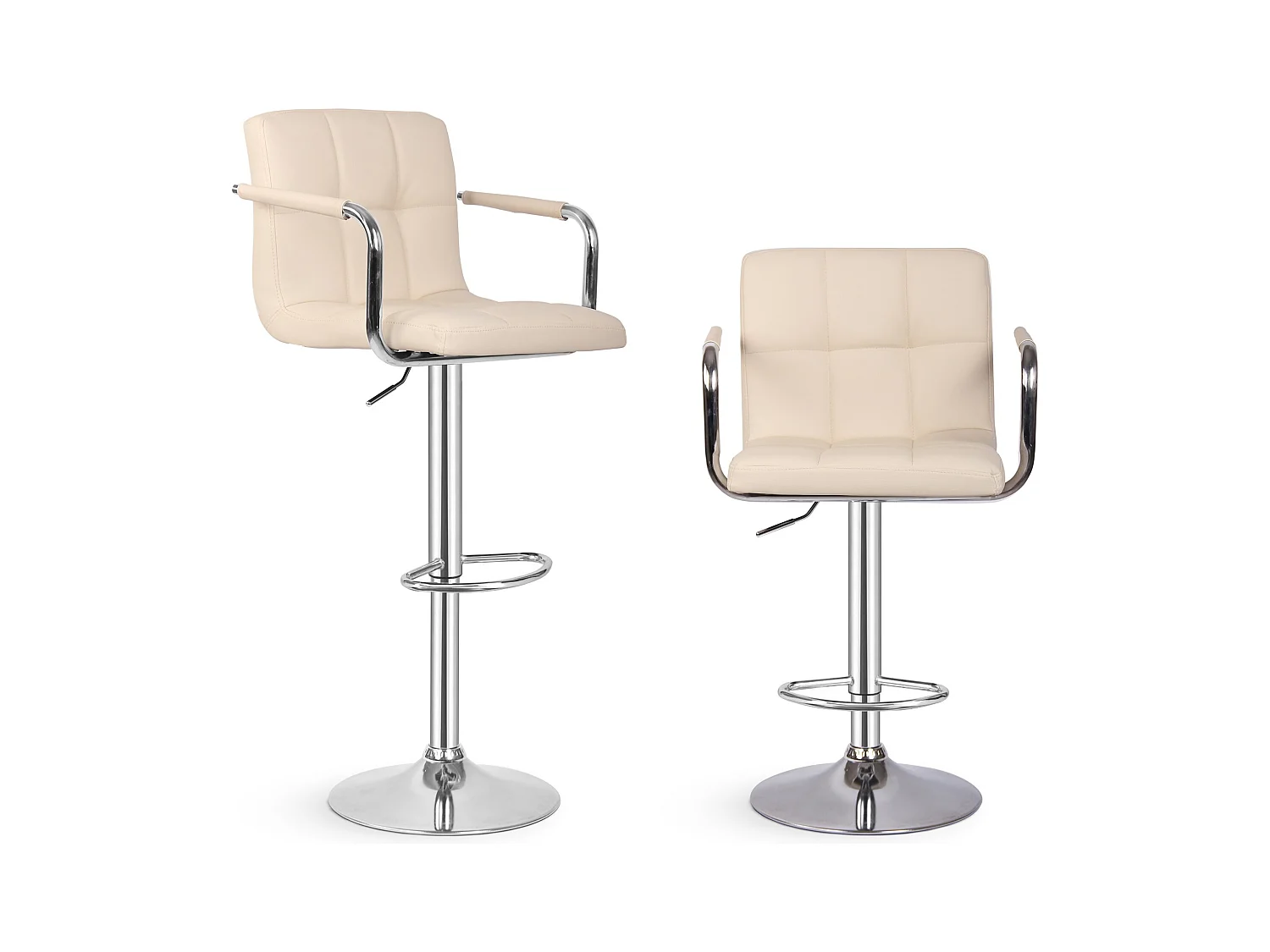 Tabouret de bar Jessy - Lot de 2 pièces - Hauteur réglable - Beige