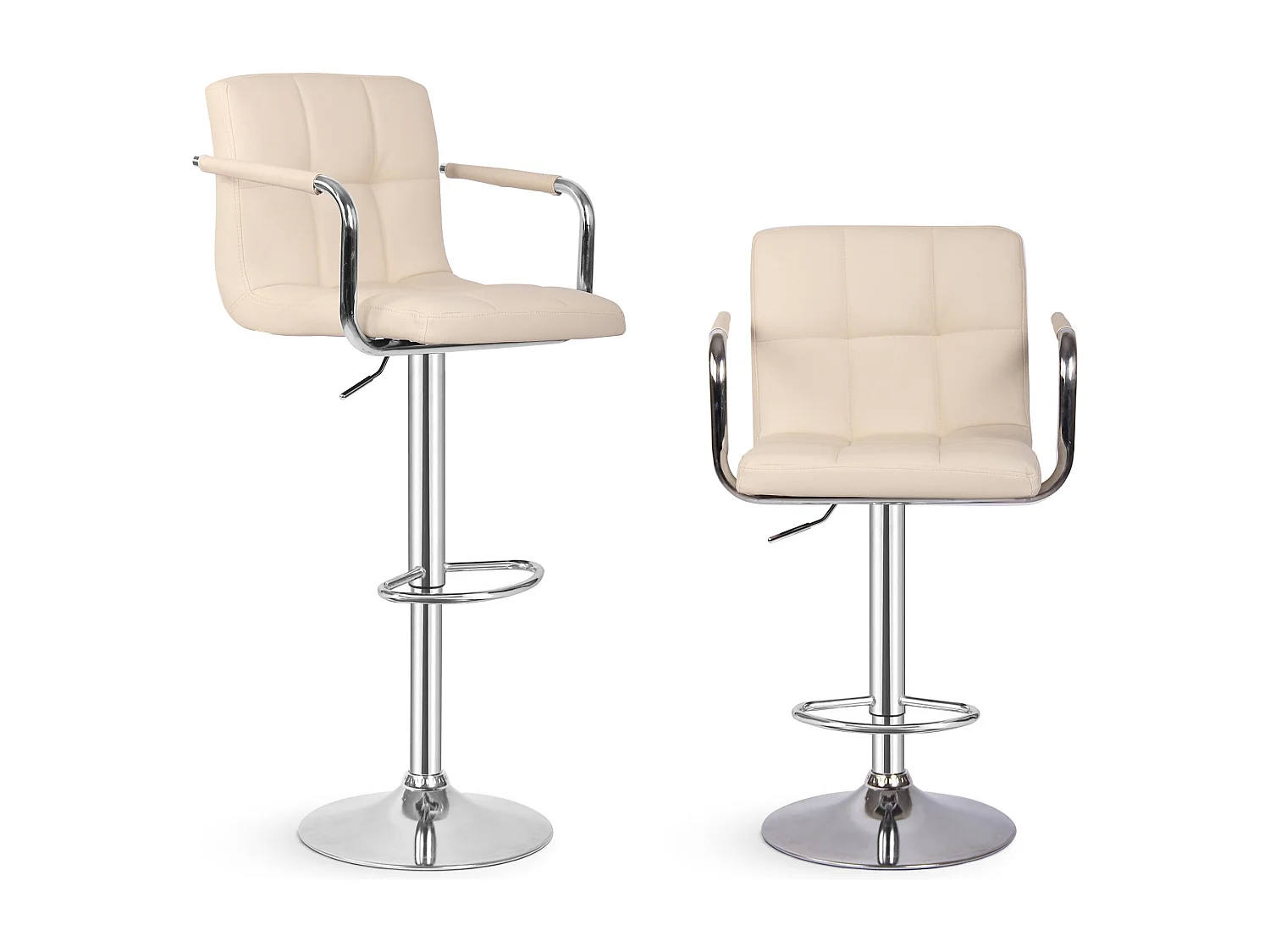 Tabouret de bar Jessy - Lot de 2 pièces - Hauteur réglable - Beige