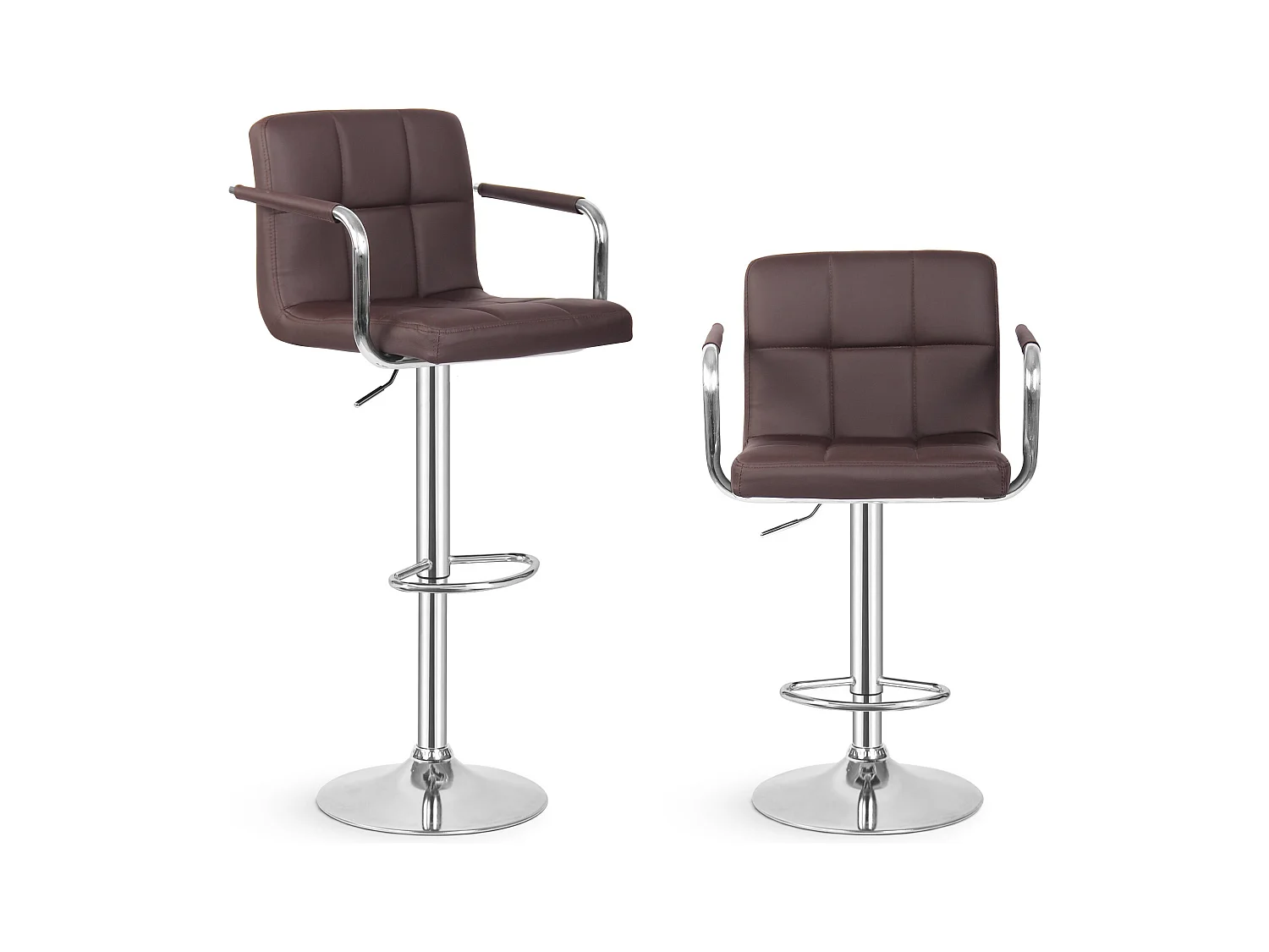 Tabouret de bar Jessy - Lot de 2 pièces - Hauteur réglable - Marron