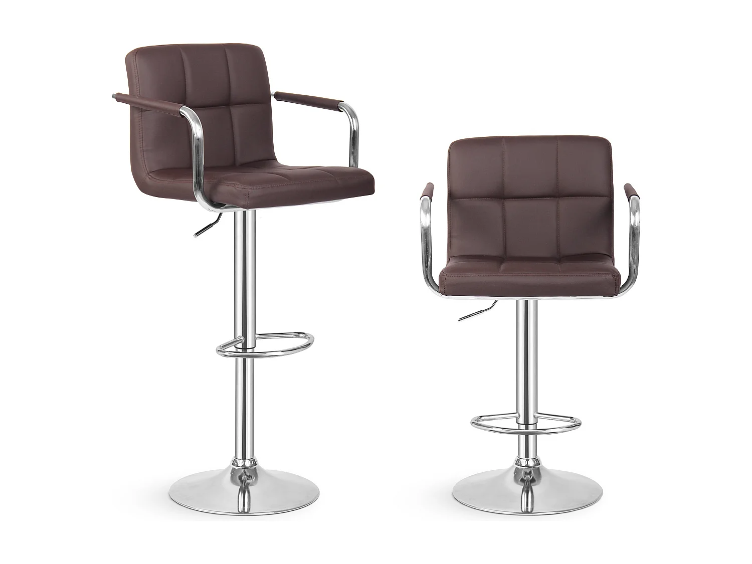 Tabouret de bar Jessy - Lot de 2 pièces - Hauteur réglable - Marron