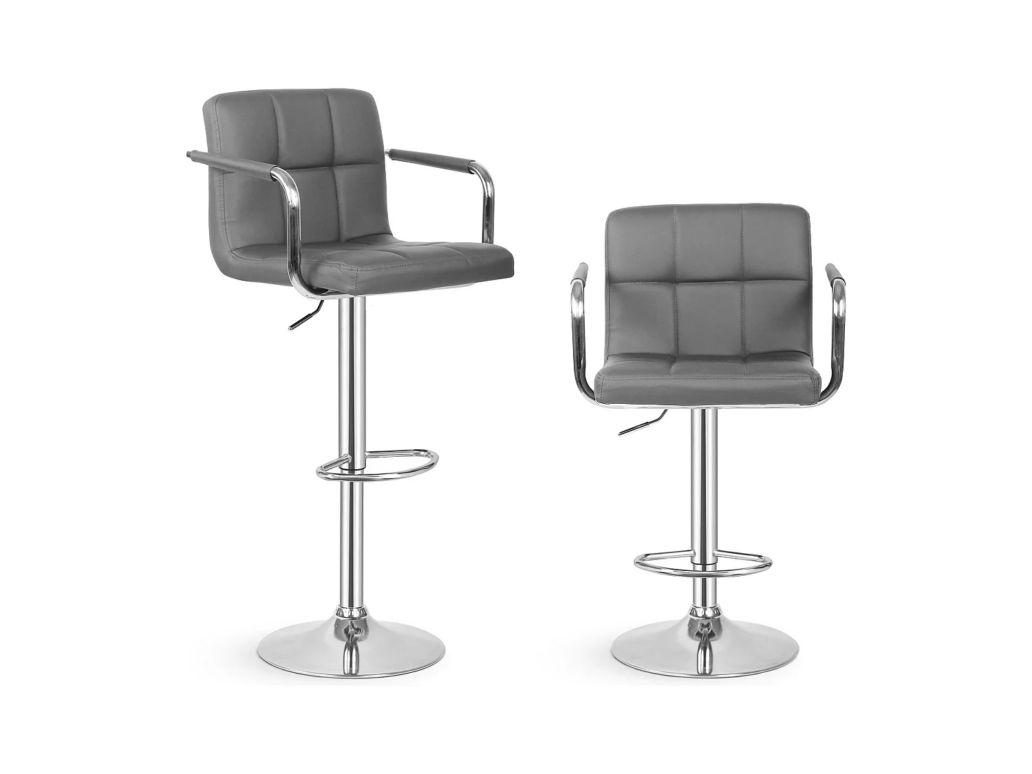 Tabouret de bar Jessy - Lot de 2 pièces - Hauteur réglable - Gris