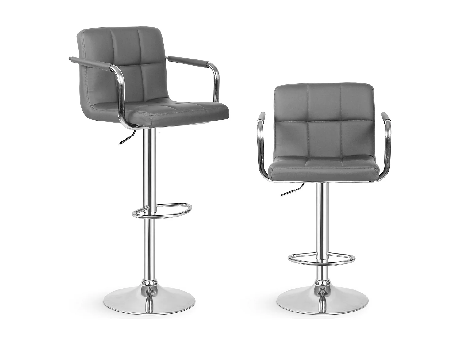 Tabouret de bar Jessy - Lot de 2 pièces - Hauteur réglable - Gris