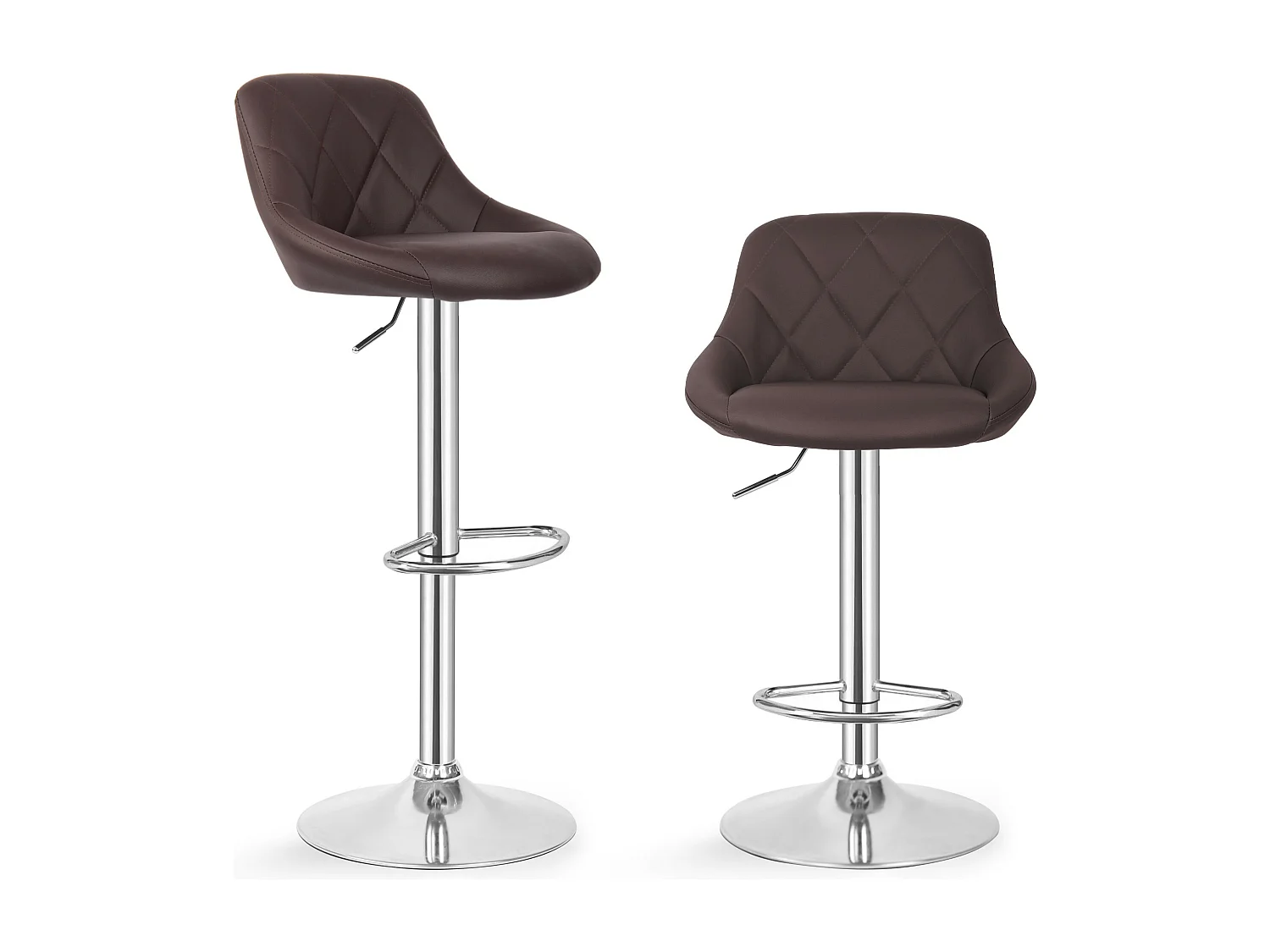 Tabouret de bar Baily - Lot de 2 pièces - Hauteur réglable - Marron