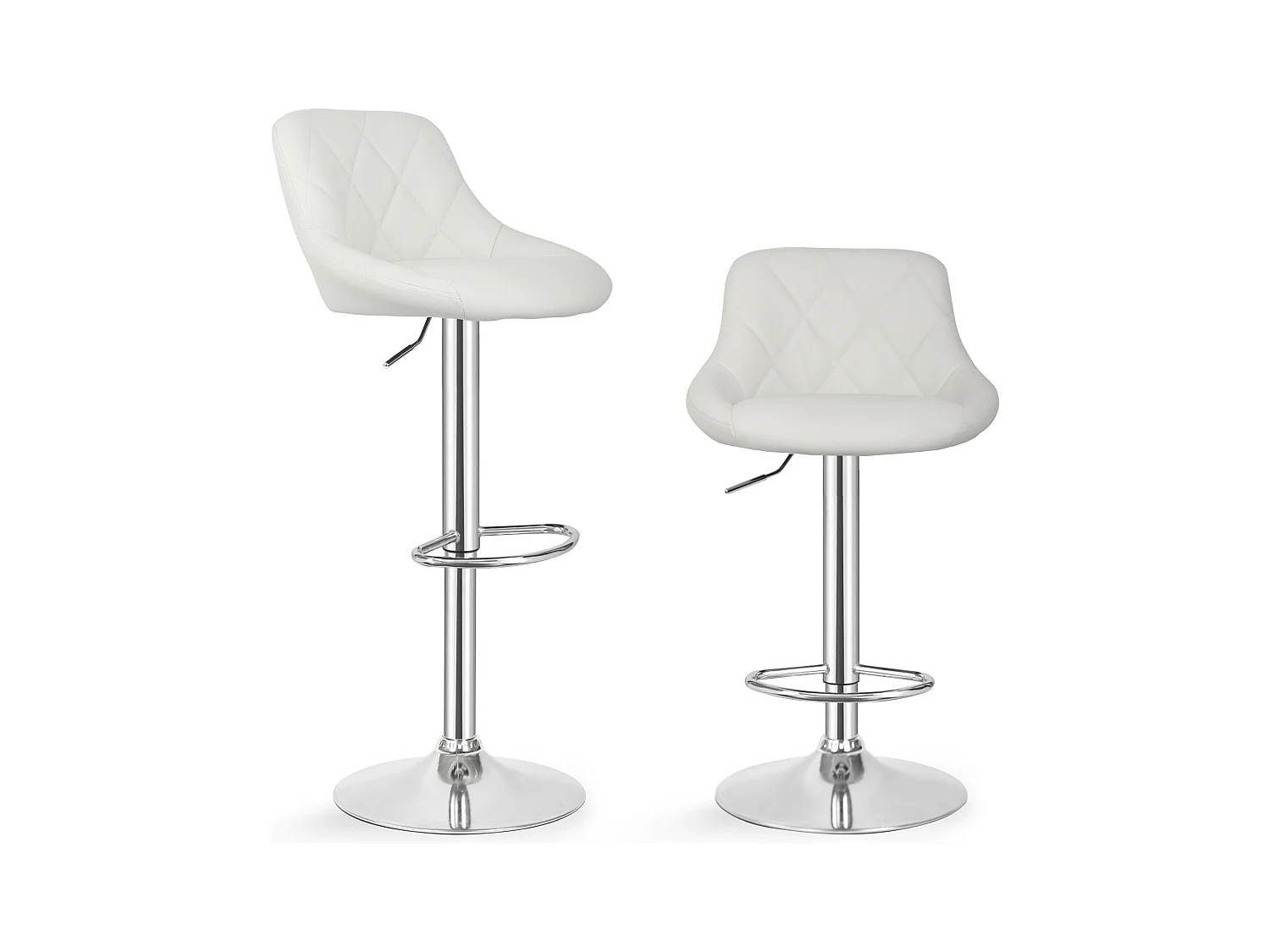 Tabouret de bar Baily - Lot de 2 pièces - Hauteur réglable - Blanc