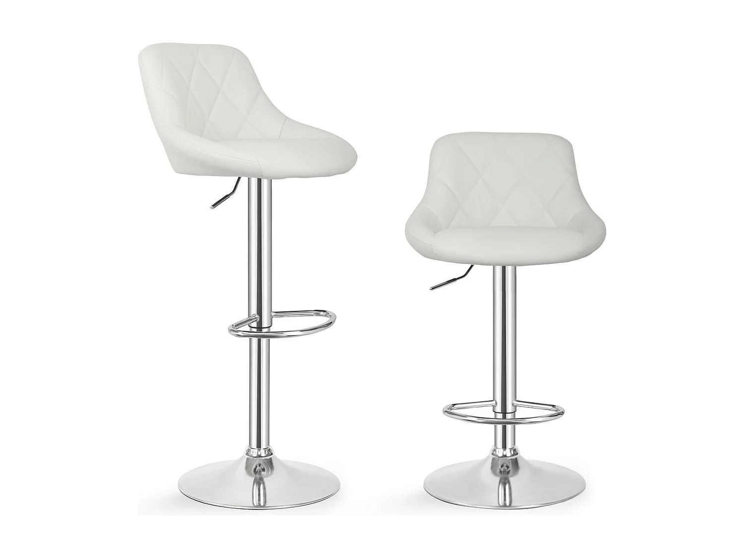 Tabouret de bar Baily - Lot de 2 pièces - Hauteur réglable - Blanc