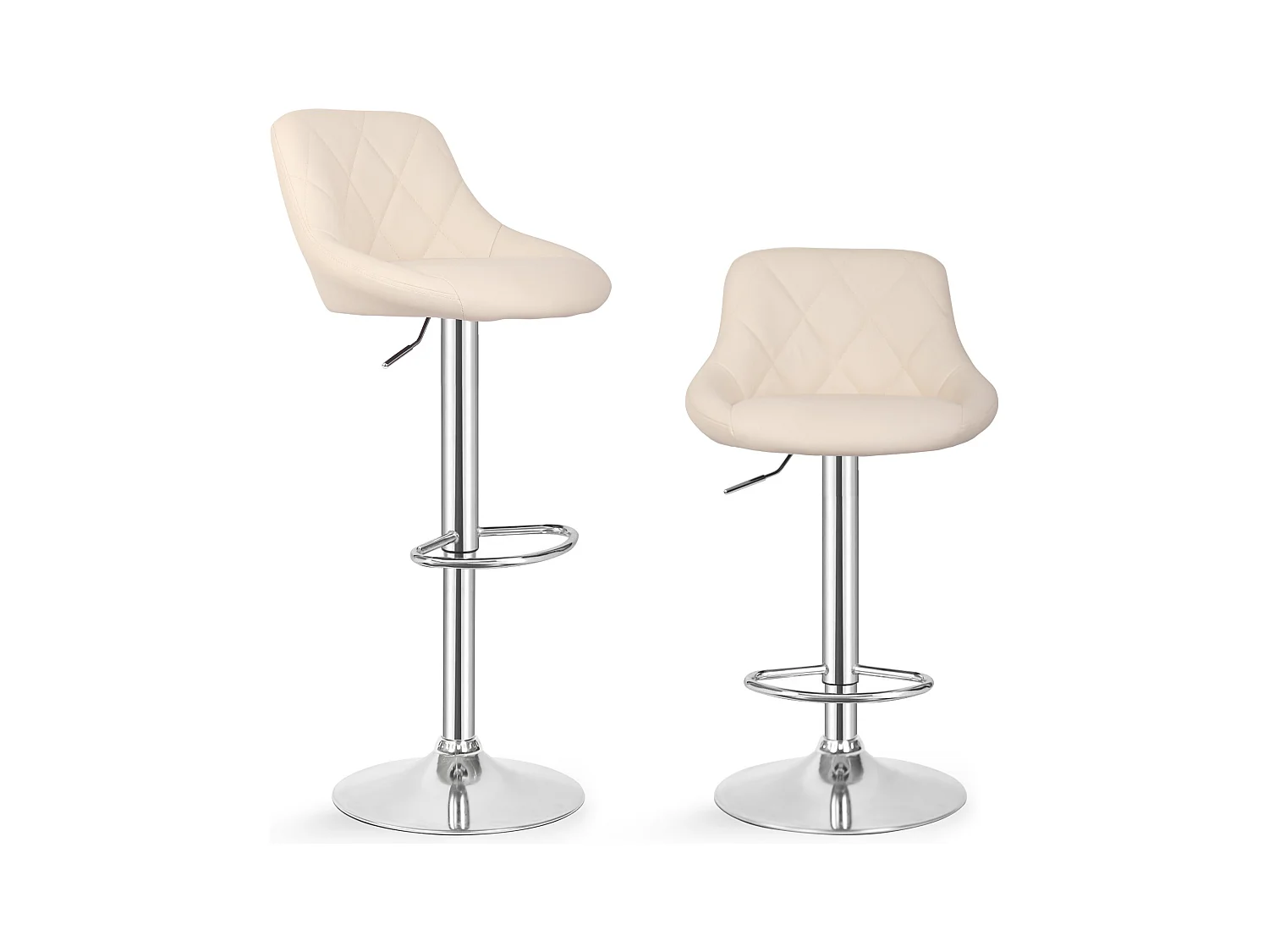 Tabouret de bar Baily - Lot de 2 pièces - Hauteur réglable - Beige