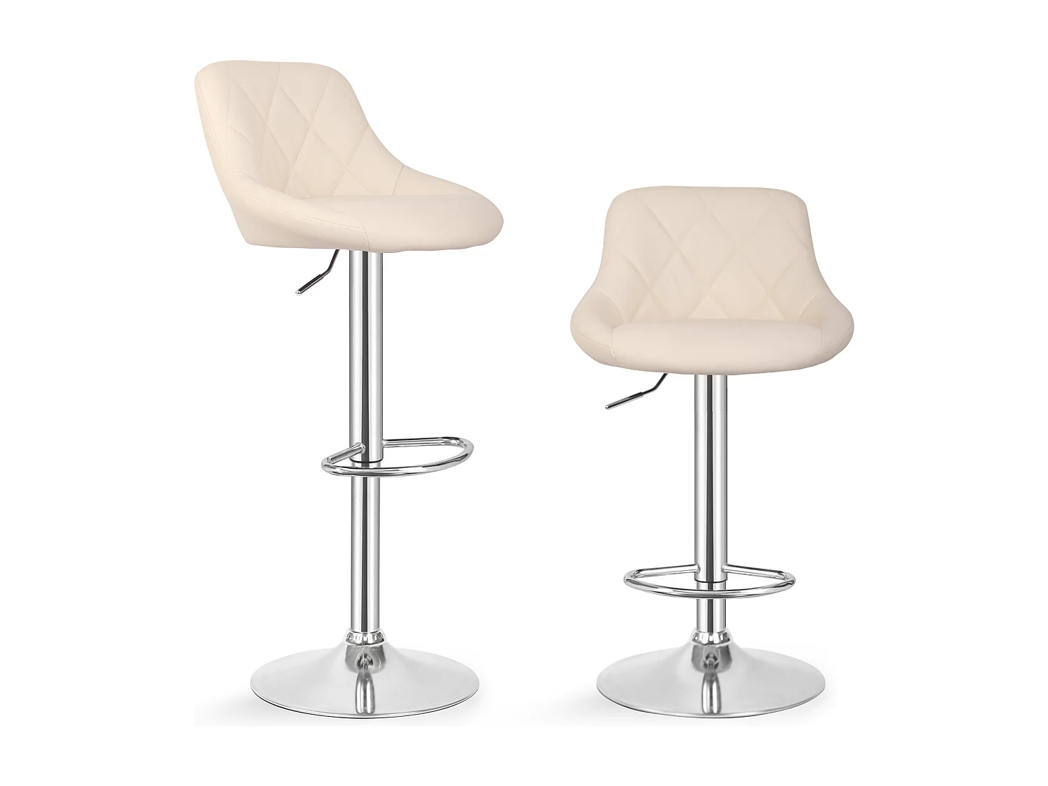 Tabouret de bar Baily - Lot de 2 pièces - Hauteur réglable - Beige