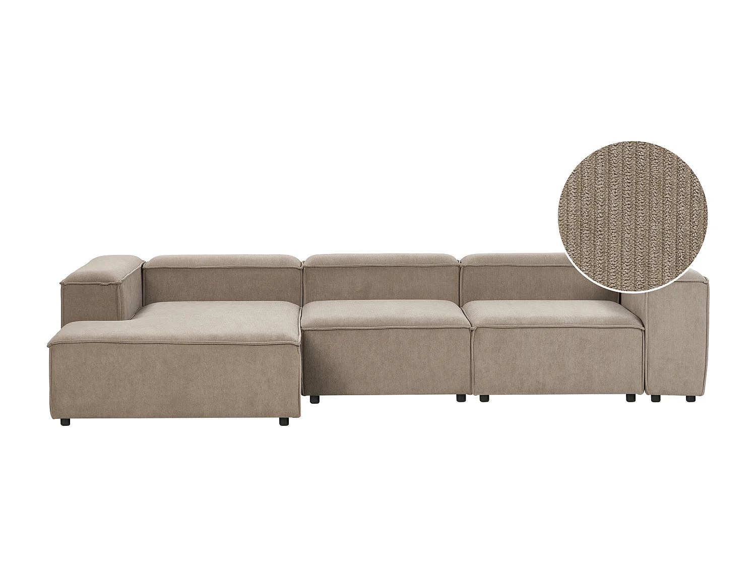 Canapé d'angle modulable ARDAL Velours côtelé Taupe 4 places Côté droit