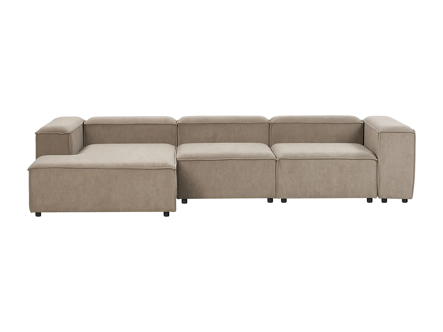 Canapé d'angle modulable ARDAL Velours côtelé Taupe 4 places Côté droit