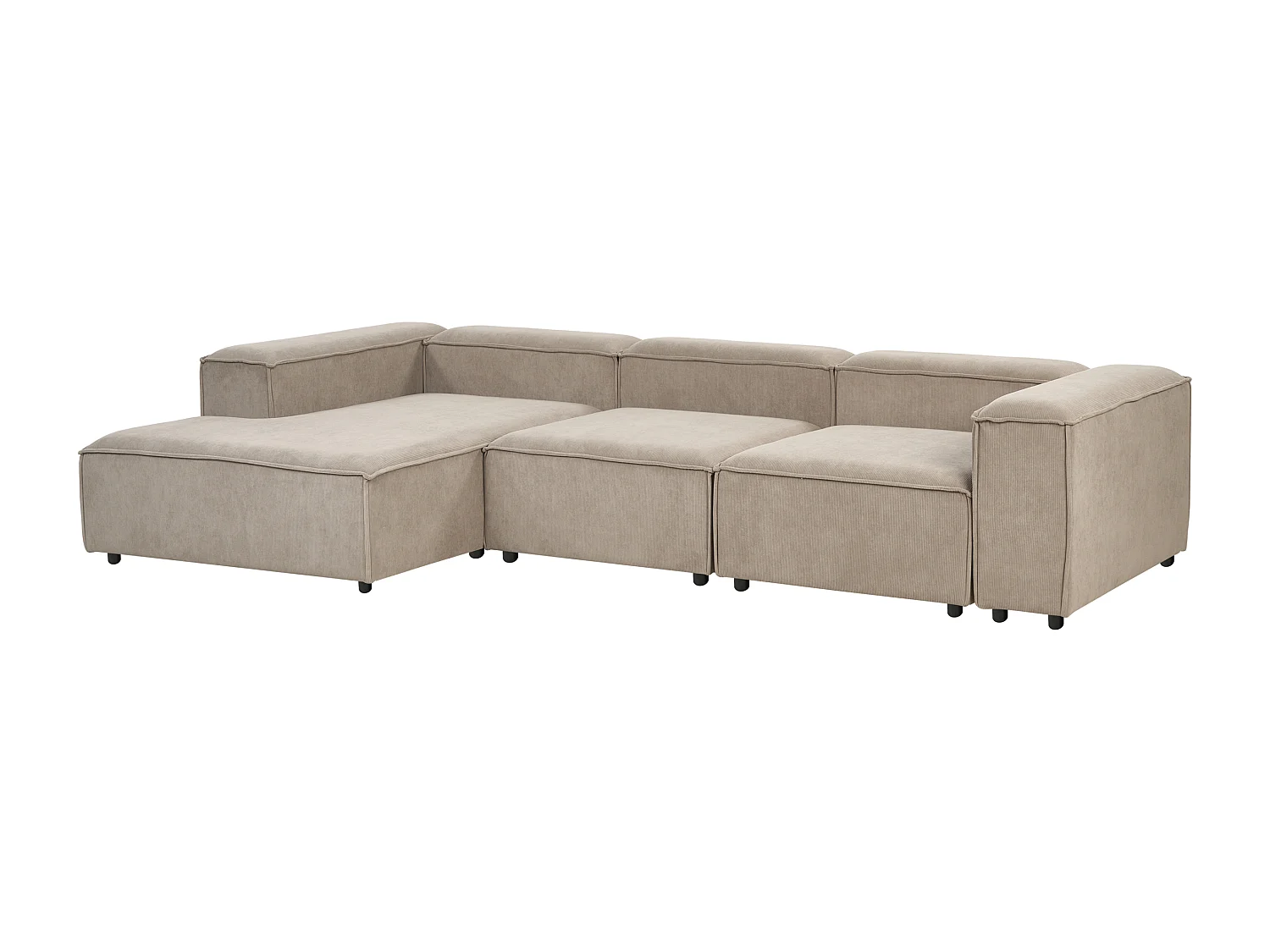 Canapé d'angle modulable ARDAL Velours côtelé Taupe 4 places Côté droit