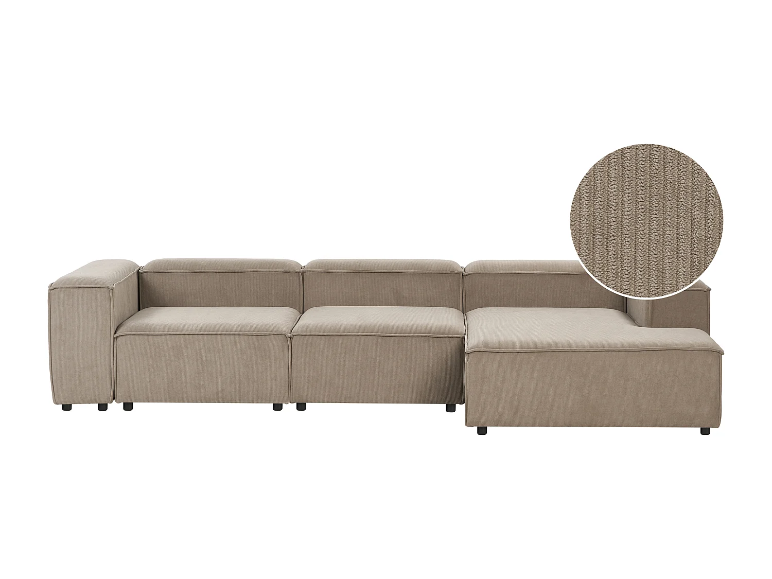 Sofá de canto modular ARDAL Bombazine Taupe 4 lugares à esquerda