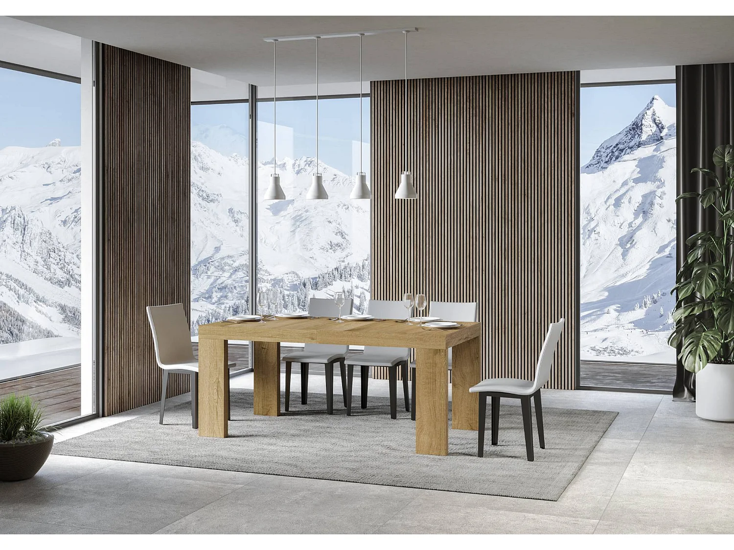 Table extensible 90x200/304 cm Roxell Chêne Nature