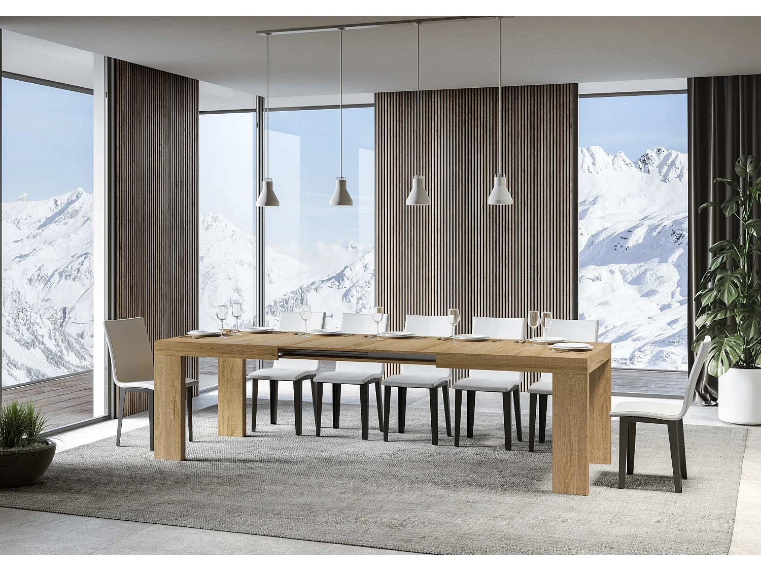 Table extensible 200/304x90 cm Roxell chêne nature