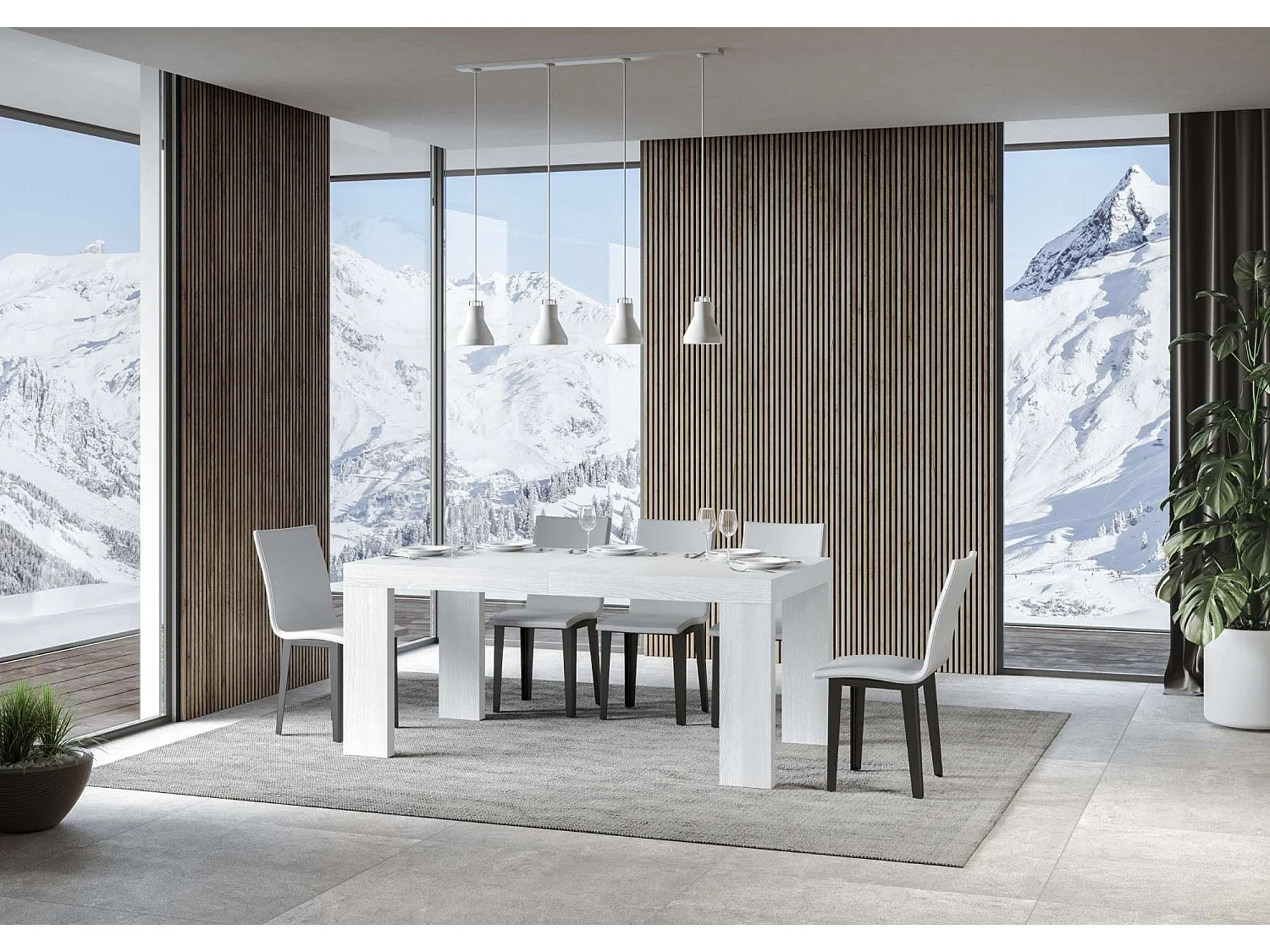 Roxell uitschuifbare tafel 200/304x90 cm wit essen