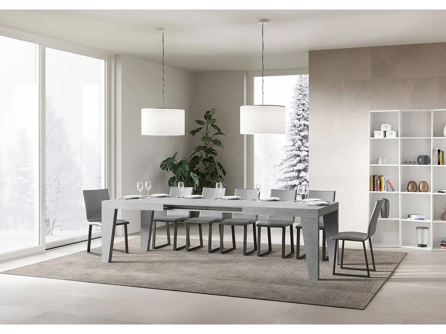 Uitschuifbare tafel 200/304x90 cm Naxy cement