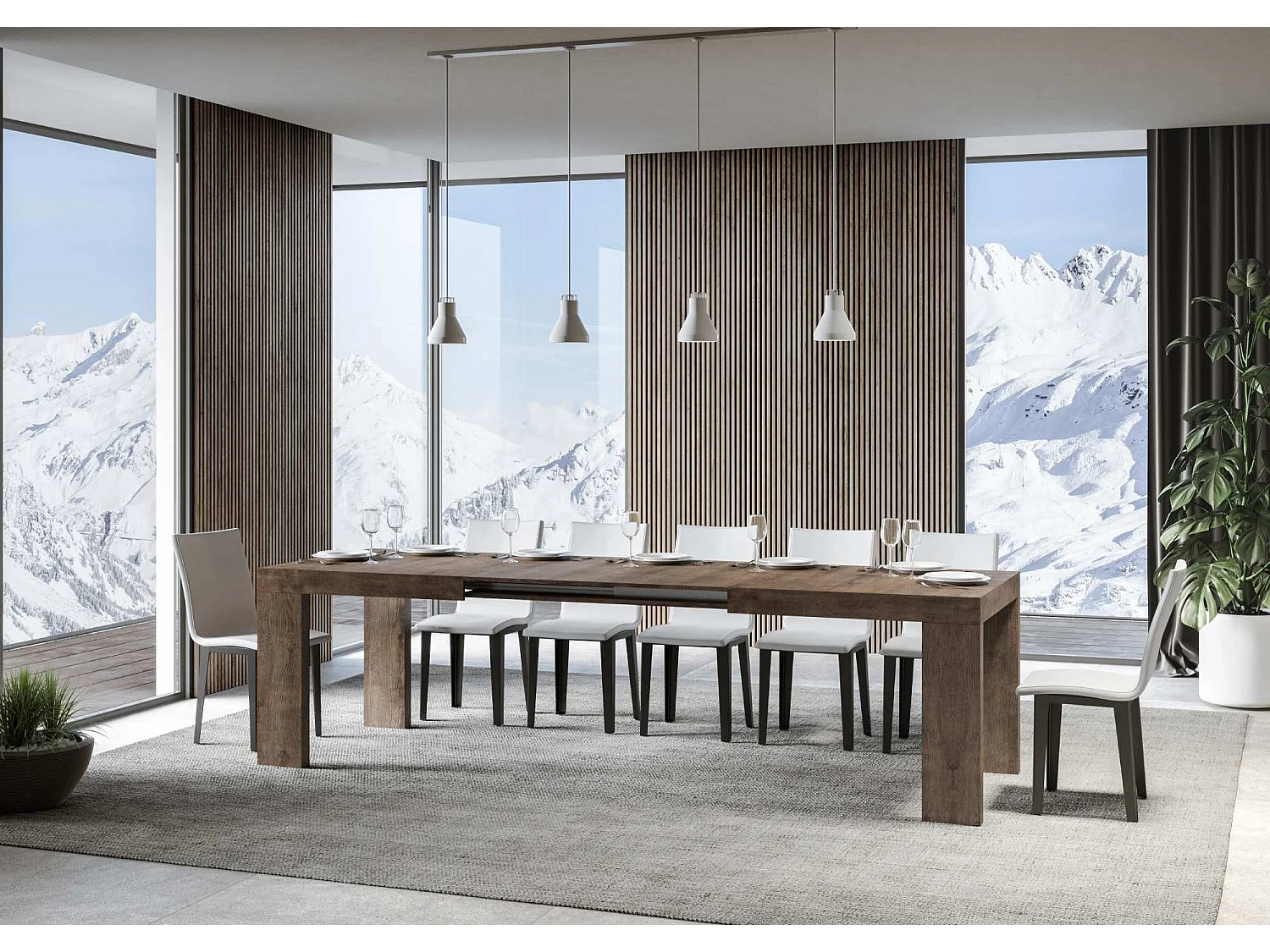 Uitschuifbare tafel 200/304x90 cm Roxell walnoot