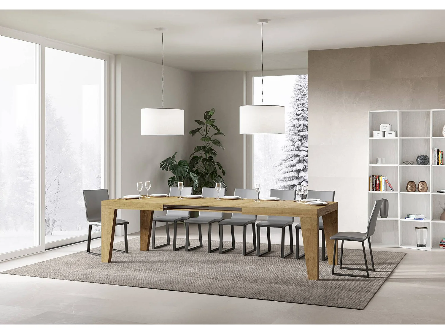 Uitschuifbare tafel 200/304x90 cm Naxy natuur eiken