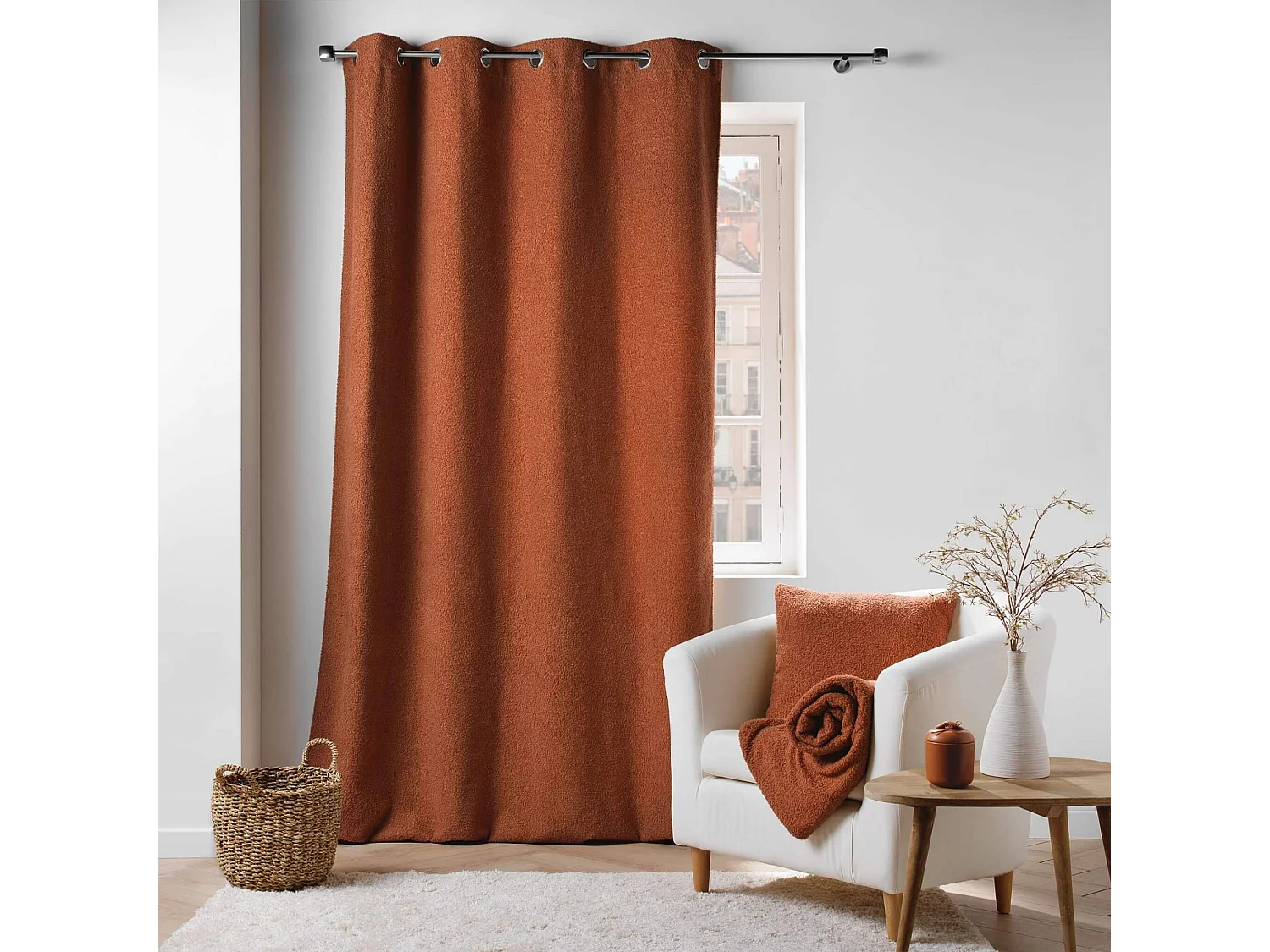 Cortina con Ojetes Wooly Bouclette Unida 140 x 240 cm