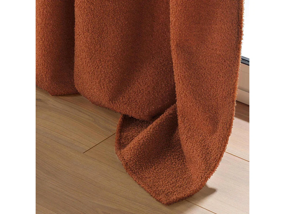 Rideau à Œillets Bouclette "Wooly" 140x240cm Terracotta