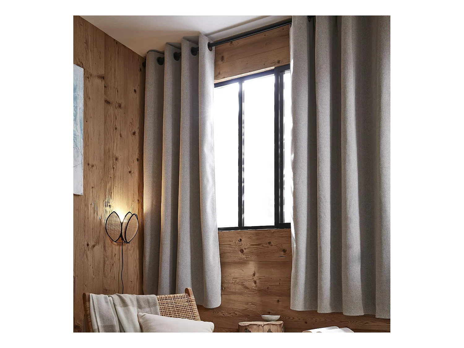 Rideau occultant thermique à oeillets 140x180 Beige