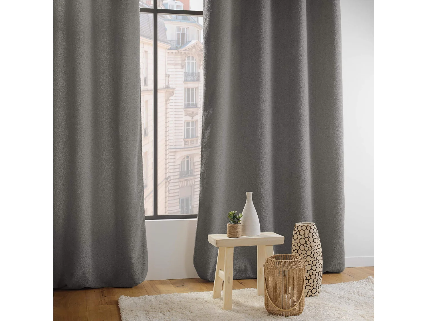 Vorhang mit Ösen Bouclette Einheitlich 140 x 240 cm