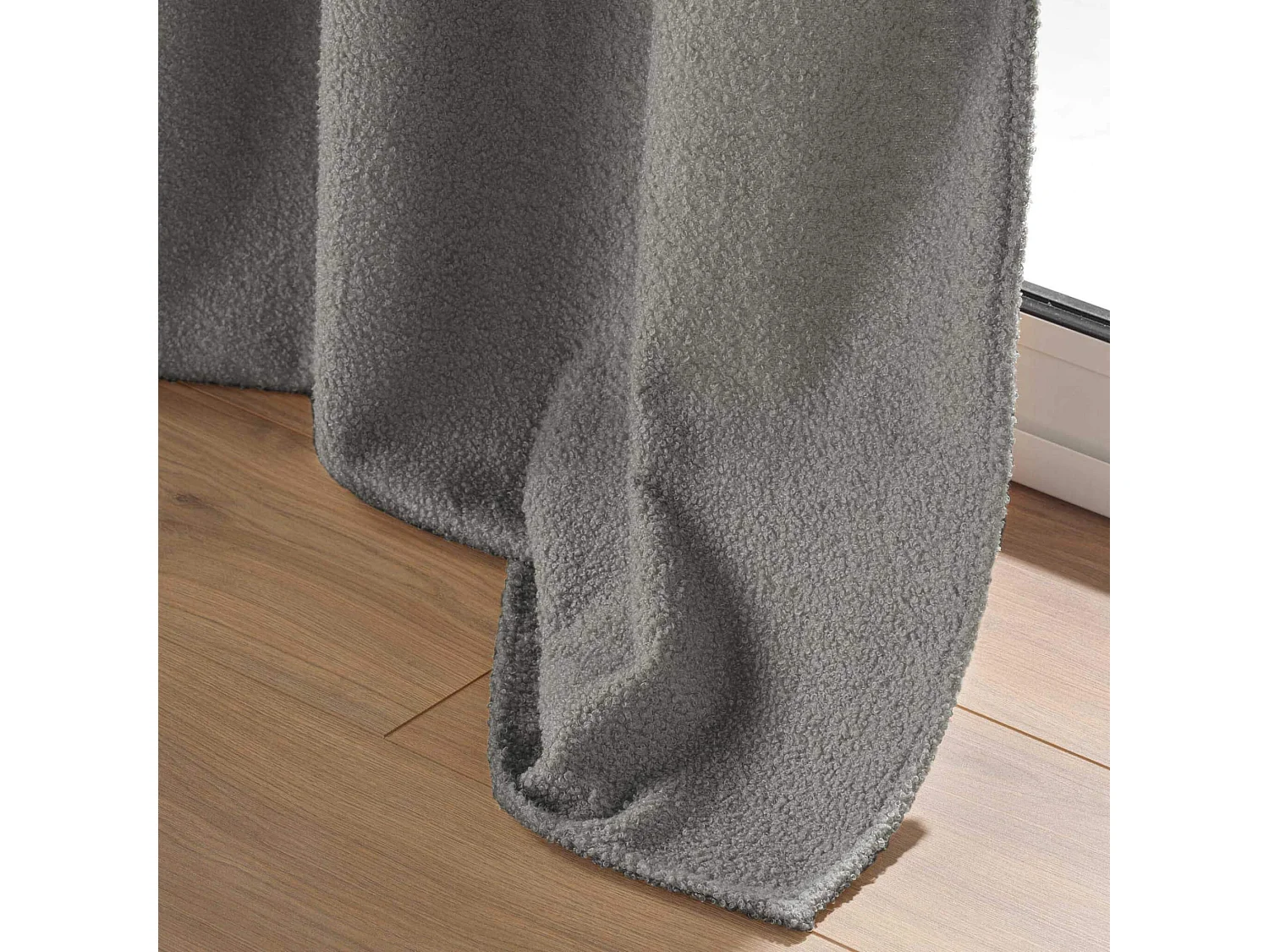 Rideau à Œillets Bouclette "Wooly" 140x240cm Gris