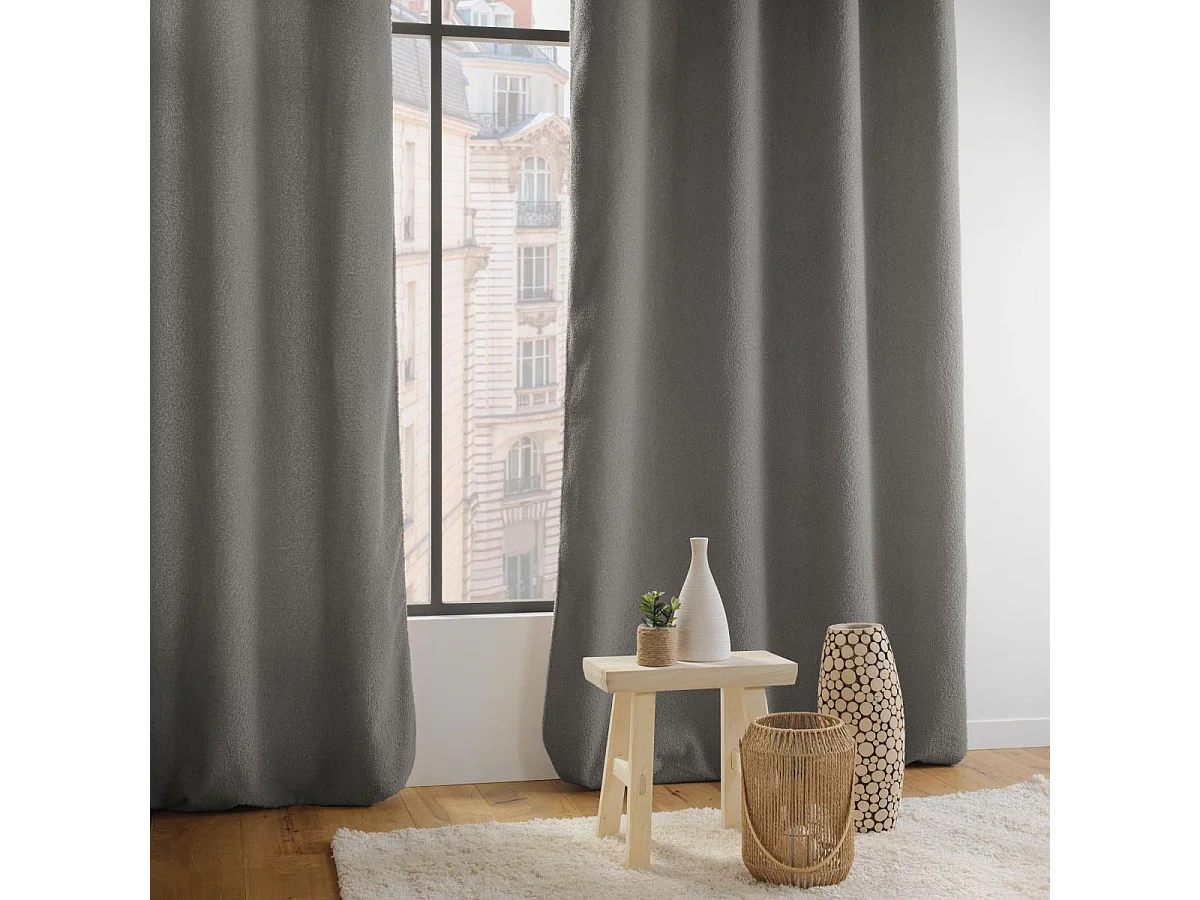 Vorhang mit Ösen Bouclette Einheitlich 140 x 240 cm